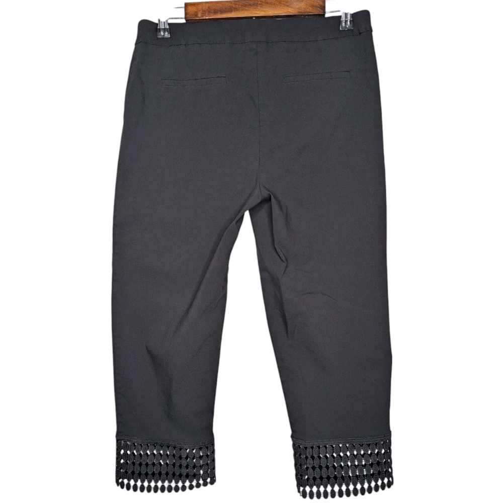 Zac & Rachel Womens Black Pull on Cropped Capris Pants with Ankle Details Size 8 - Picture 2 of 12